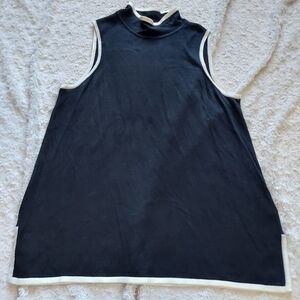 Jones New York Black & White Sleeveless Knit Top Career Office Chic Old Money